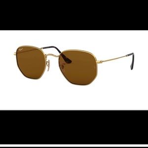 Ray Ban brown polarized hexagon sunglasses